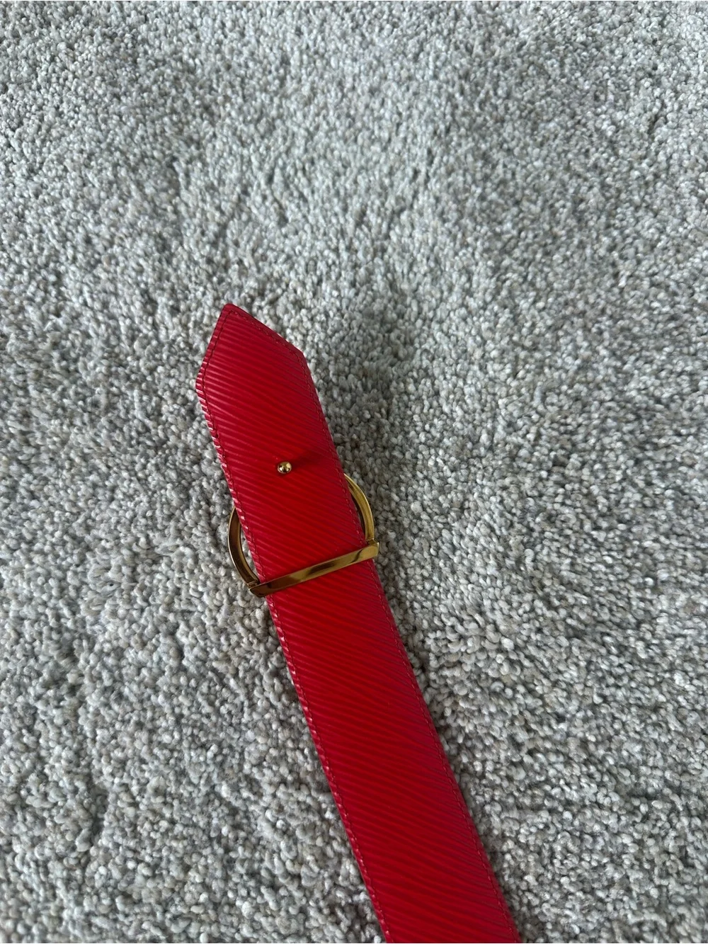 Louis Vuitton Monogram Belt with Red Interior and Gold LV Buckle